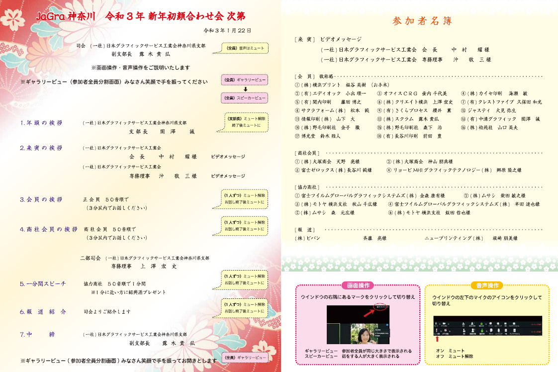 初顔合わせ式次第